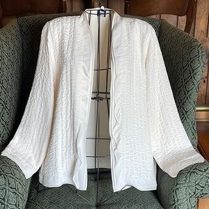 Eileen Fisher Cream Ruffle Edge Jacket